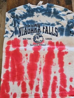 Niagara Falls Tie-Dye Graphic Tee - Blue & Red